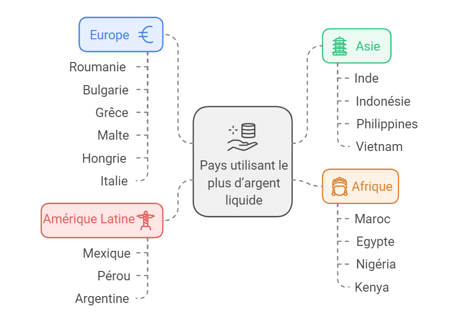 Les pays utilisant le plus d’argent liquide